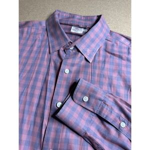 Faherty Brand Mens XL Gingham Check Long Sleeve Button Down Shirt Purple Red